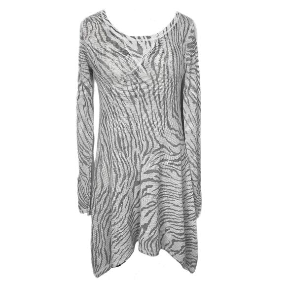 Rebecca Taylor Asymmetrical Dress Sz S Sheer Open Knit Silk Cashmere Stripes - Picture 1 of 16